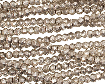 Golden Pyrite (silver) Faceted Rondelle 4mm