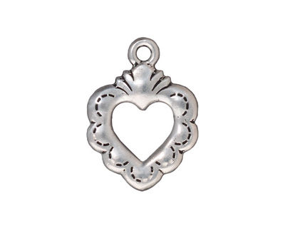 TierraCast Antique Silver (plated) Sacred Heart Ring 19x25mm