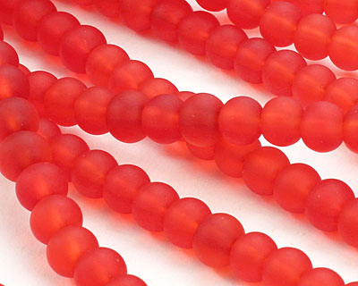 Cherry Red Recycled Glass Rondelle 5x6mm