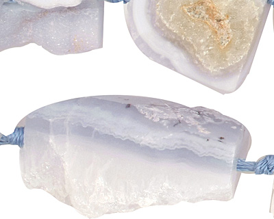 Blue Lace Agate Druzy Nugget Graduated 20-40x14-43mm