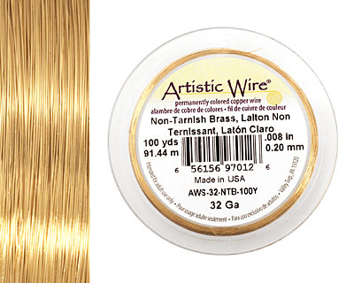 Artistic Wire Non-Tarnish Brass 32 gauge, 100 yards