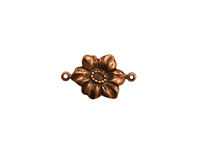 Stampt Antique Copper (plated) Clematis Connector 17x10mm