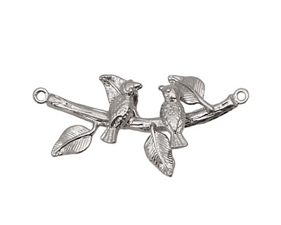 Ezel Findings Rhodium (plated) Birds on the Branch Link 35x18mm