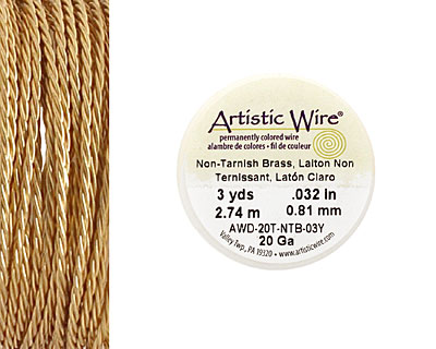 Twisted Artistic Wire Non-Tarnish Brass 20 gauge, 3 yards
