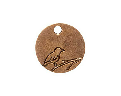 Nunn Design Antique Gold (plated) Small Circle Bird Tag 19mm