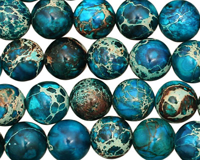Dark Teal Impression Jasper Round 12mm
