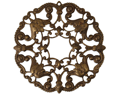 Vintaj Natural Brass Ornate Wreath Filigree 48mm