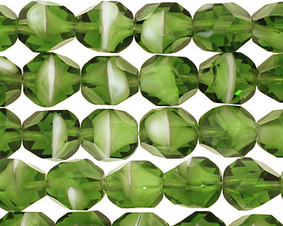 Czech Glass Bottle Green Faceted Nugget 10x8mm