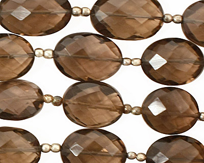 Smoky Quartz Faceted Flat Oval 11-16x8-11mm