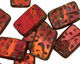 Czech Glass Pumpkin Picasso Groovy Rectangle 18x12mm