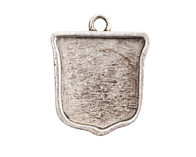 Nunn Design Antique Silver (plated) Crest Ensign Bezel Pendant 20x24mm