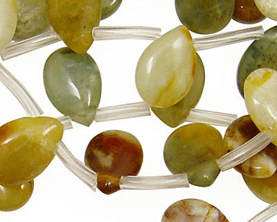 Antique Soocho Jade Flat Teardrop 10x15mm