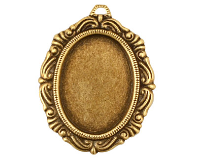 Stampt Antique Brass Damask Frame Oval Setting 18x25mm