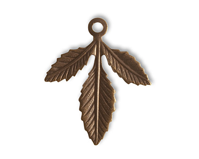 Vintaj Natural Brass Triplasian Leaf Charm 29x24mm