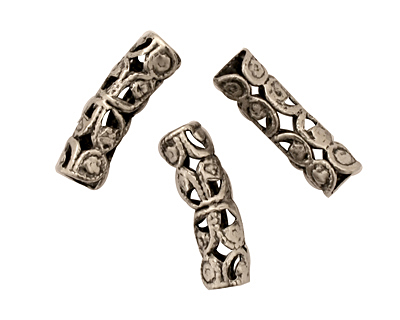 Stampt Antique Pewter (plated) Arched Filigree Tube Bead 19x6mm