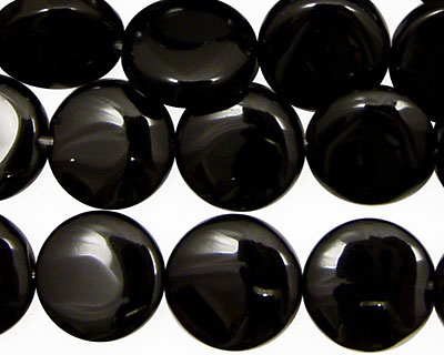 Black Onyx Puff Coin 14mm