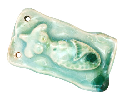 Gaea Ceramic Mermaid Blue Mermaid Pendant 32-36x54-57mm