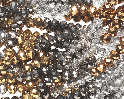 Metallics Crystal Mix Faceted Rondelle 4mm