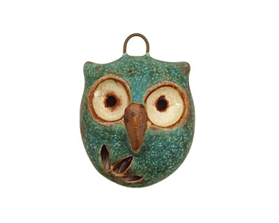 Kylie Parry Ceramic Copper Patina Hoot Owl Charm 19x26mm