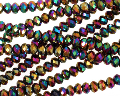 Metallic Peacock Crystal Faceted Rondelle 4mm