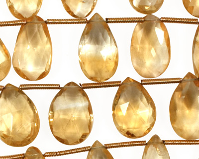Citrine Faceted Flat Teardrop 8-9x11-13mm