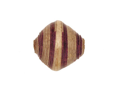 African Paper (beige, eggplant, beige) Bicone 20x21-22mm