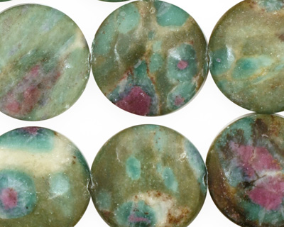 Fuchsite Ruby Puff Coin 18mm