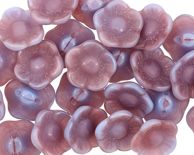 Czech Glass Gladiola Flower Button 12x7mm