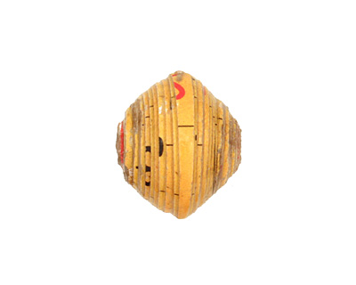 African Paper (mustard, red, black) Bicone 14-15x15-16mm
