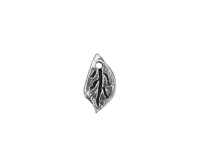 Rustic Charms Sterling Silver Tiny Leaf Charm 7x13mm