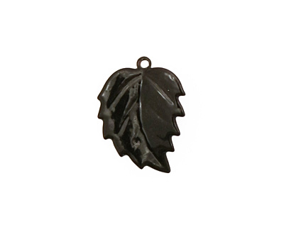 C-Koop Enameled Metal Black Leaf 15x20mm