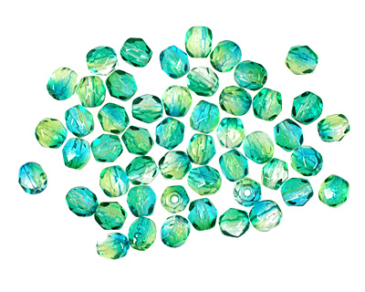 Czech Fire Polished Glass Dual Coated Blueberry/Pear Round 4mm