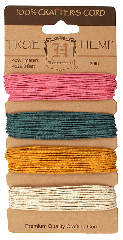 Spring Hemp Twine 20 lb, 29.8 ft x 4 colors