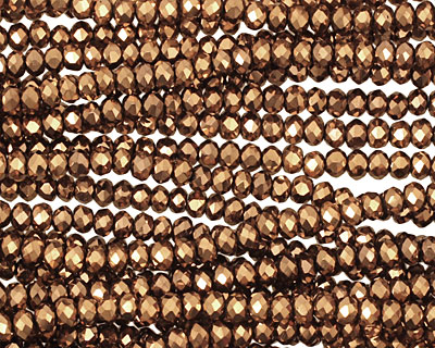Metallic Antique Bronze Crystal Faceted Rondelle 3mm
