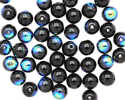 Czech Glass Jet AB Round 6mm