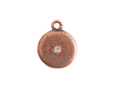 Nunn Design Antique Copper (plated) Small Disk Crystal Charm 13x16mm