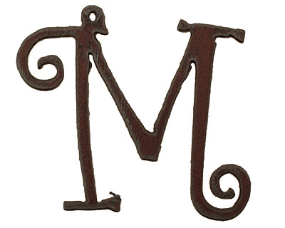 The Lipstick Ranch Rusted Iron Letter M Pendant 61x50mm