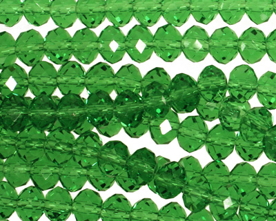 Kelly Green Crystal Faceted Rondelle 6mm