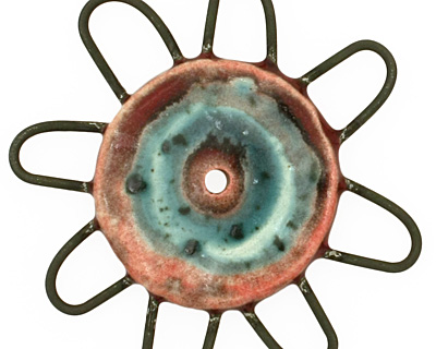 Jangles Ceramic Red, Turquoise Pinwheel 43-49mm