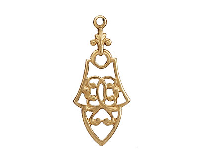 Brass Ornate Filigree Drop 15x35mm