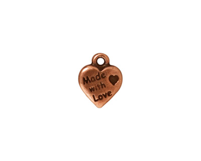 TierraCast Antique Copper (plated) Made with Love Heart Charm 10x12mm
