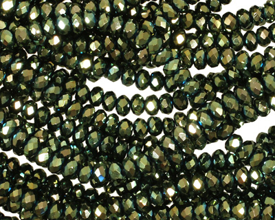 Iris Green Crystal Faceted Rondelle 3mm