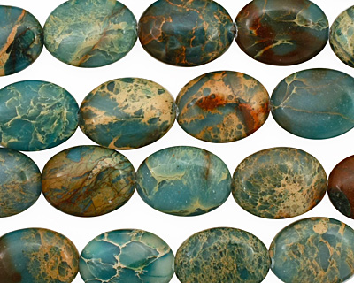 Turquoise Impression Jasper Flat Oval 20x15mm