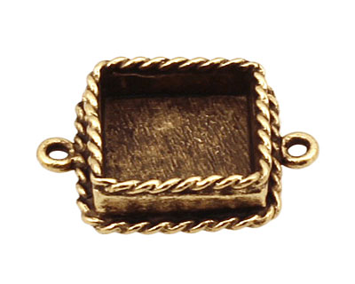 Nunn Design Antique Gold (plated) Mini Ornate Square Bezel Link 24x18mm