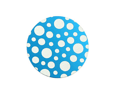 Lillypilly Turquoise Scattered Dots Anodized Aluminum Disc 25mm, 24 gauge