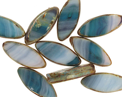 Czech Glass Cloudy Day Horse Eye 18x8mm
