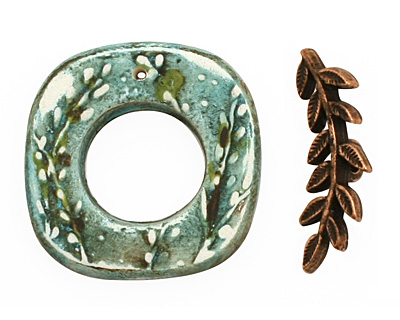 Humble Beads Polymer Clay Spring Rain Square Toggle Clasp 27-29, 26mm bar