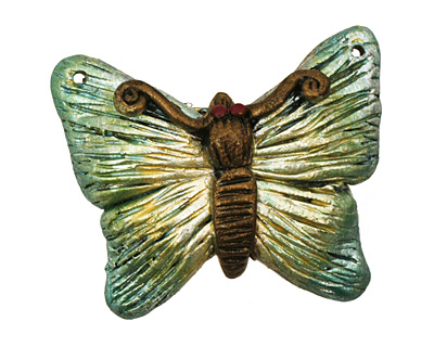 Poison Tree Polymer Clay Green Butterfly 33-34x27-28mm
