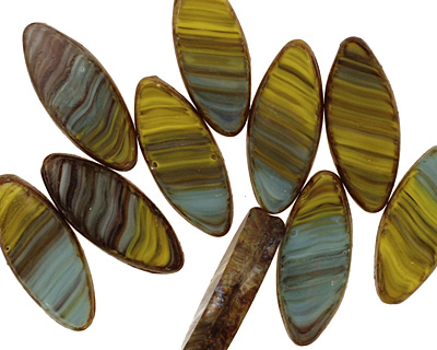 Czech Glass Overcast Horse Eye 18x8mm