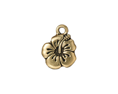TierraCast Antique Gold (plated) Hibiscus Charm 14x18mm
